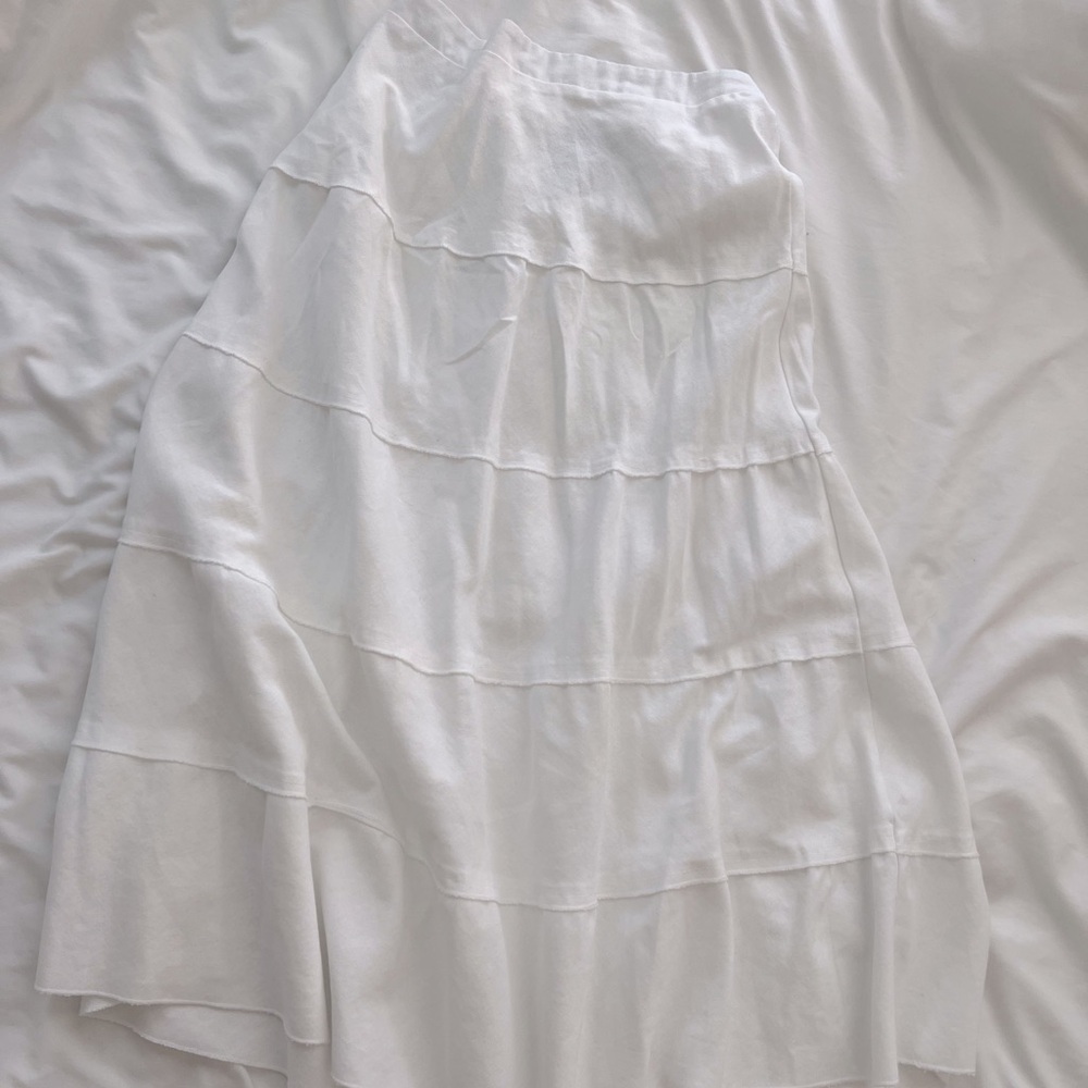 Elegant White Linen Tiered Skirt